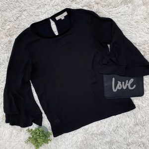 Loft Bell Sleeve Mixed Media Blouse 💗 Black
